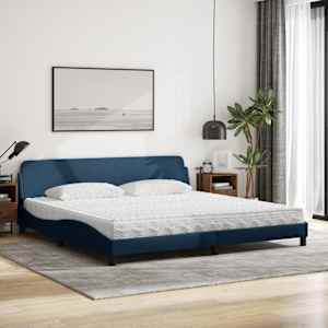 Postel s matrací Dover modrá 200 x 200 cm textil - obrázek 3