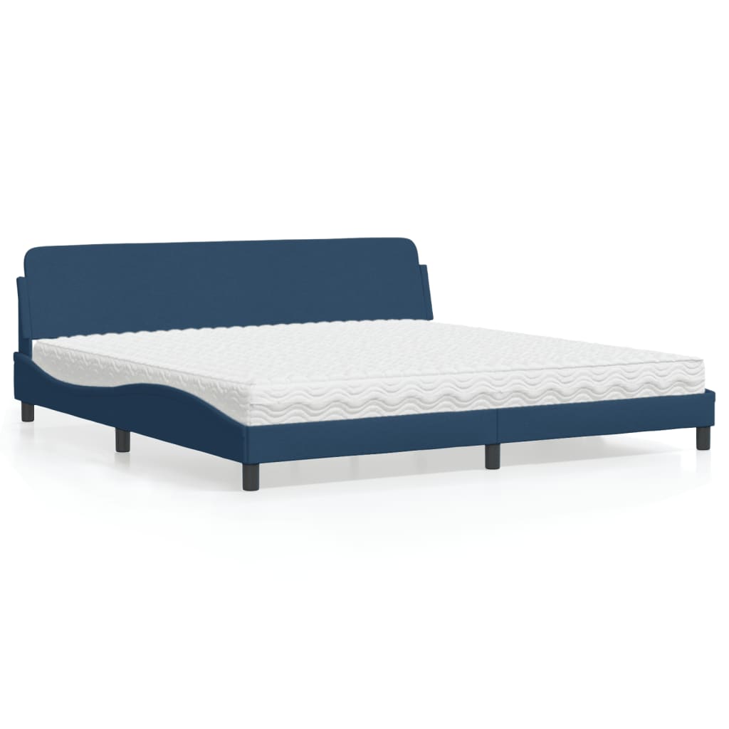 vidaXL Bett mit Matratze Blau 200x200 cm Stoff