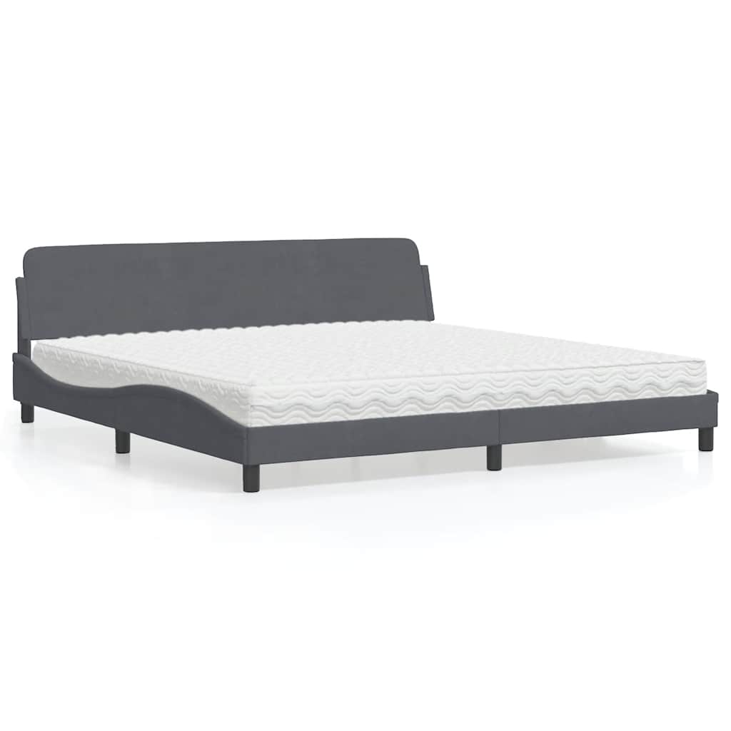 vidaXL seng med madras Dover 200x200 cm velour mørkegrå