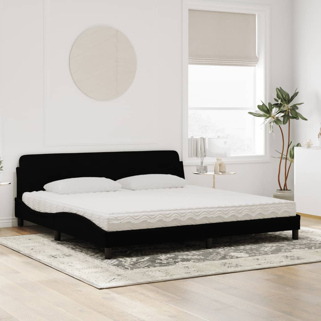 Thumbnail - vidaXL Bett mit Matratze "Dover" Schwarz 200x200 cm Samt