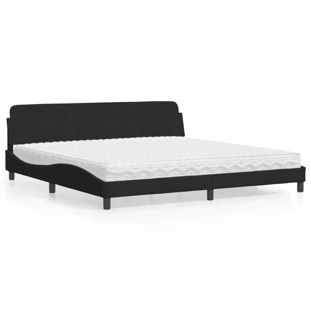 Thumbnail - vidaXL Bett mit Matratze "Dover" Schwarz 200x200 cm Samt