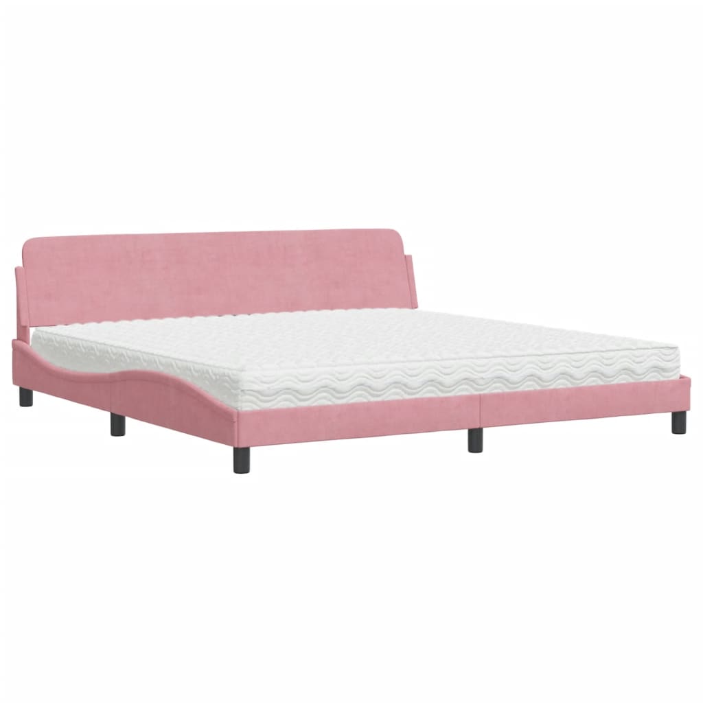 Thumbnail - vidaXL Bett mit Matratze "Dover" Rosa 200x200 cm Samt