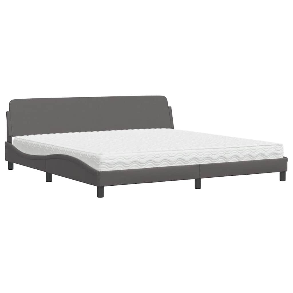 vidaXL Bed met matras "Dover" kunstleer grijs 200x200 cm, foto 3