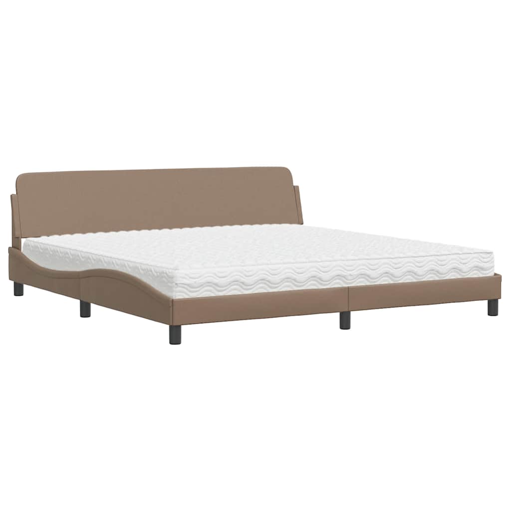 vidaXL Postel s matrací Dover cappuccino 200 x 200 cm umělá kůže