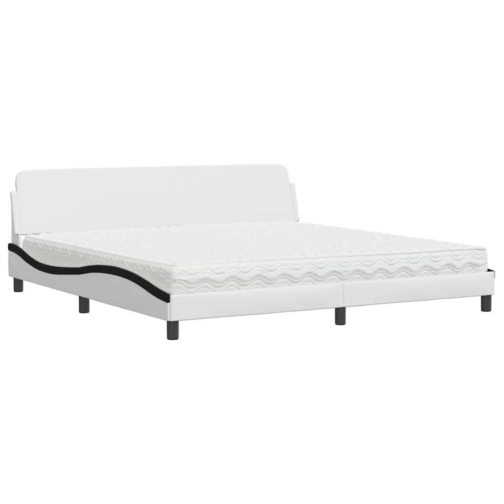 vidaXL Bed met matras "Dover" kunstleer wit en zwart 200x200 cm, foto 3