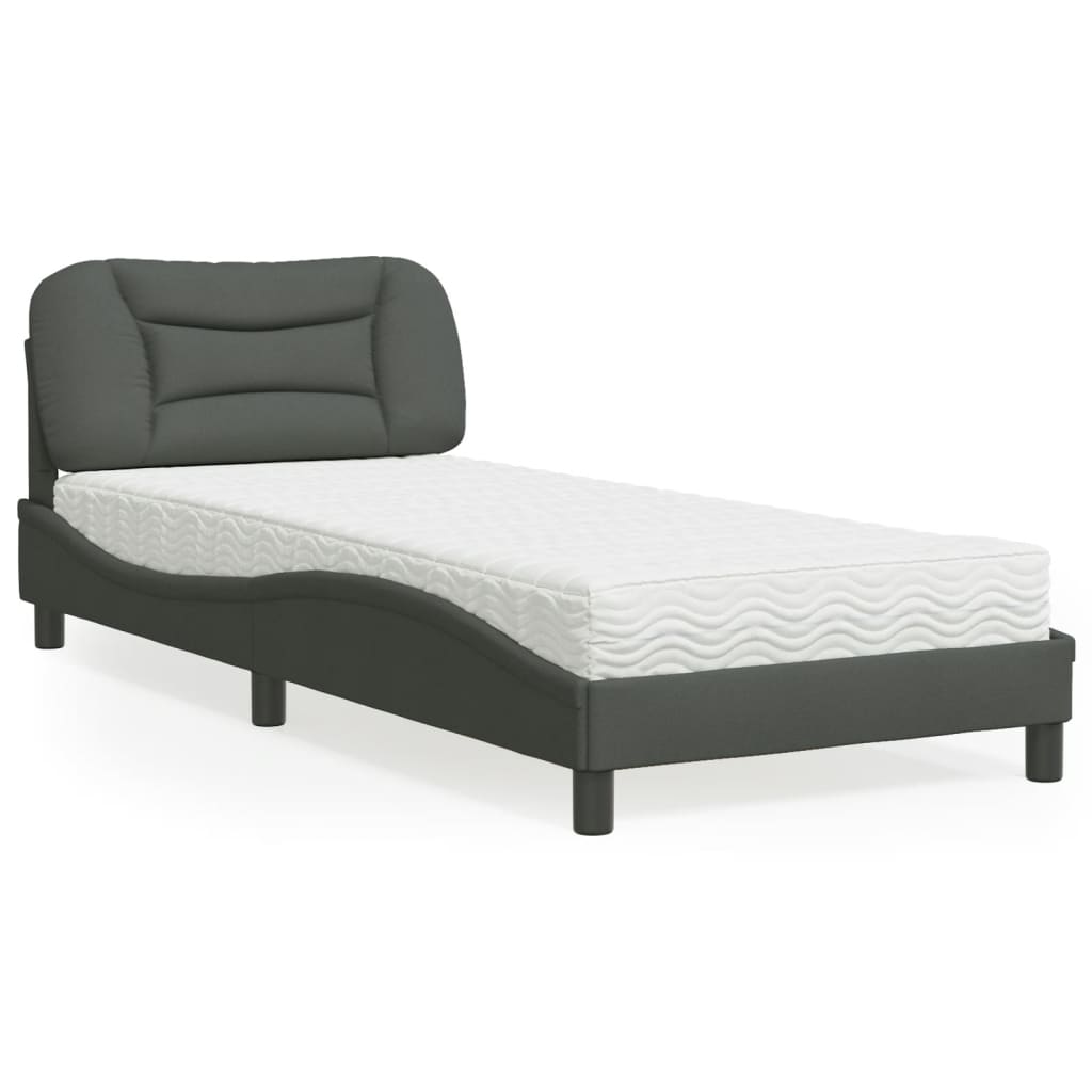 vidaXL Bett mit Matratze Dunkelgrau 80x200 cm Stoff