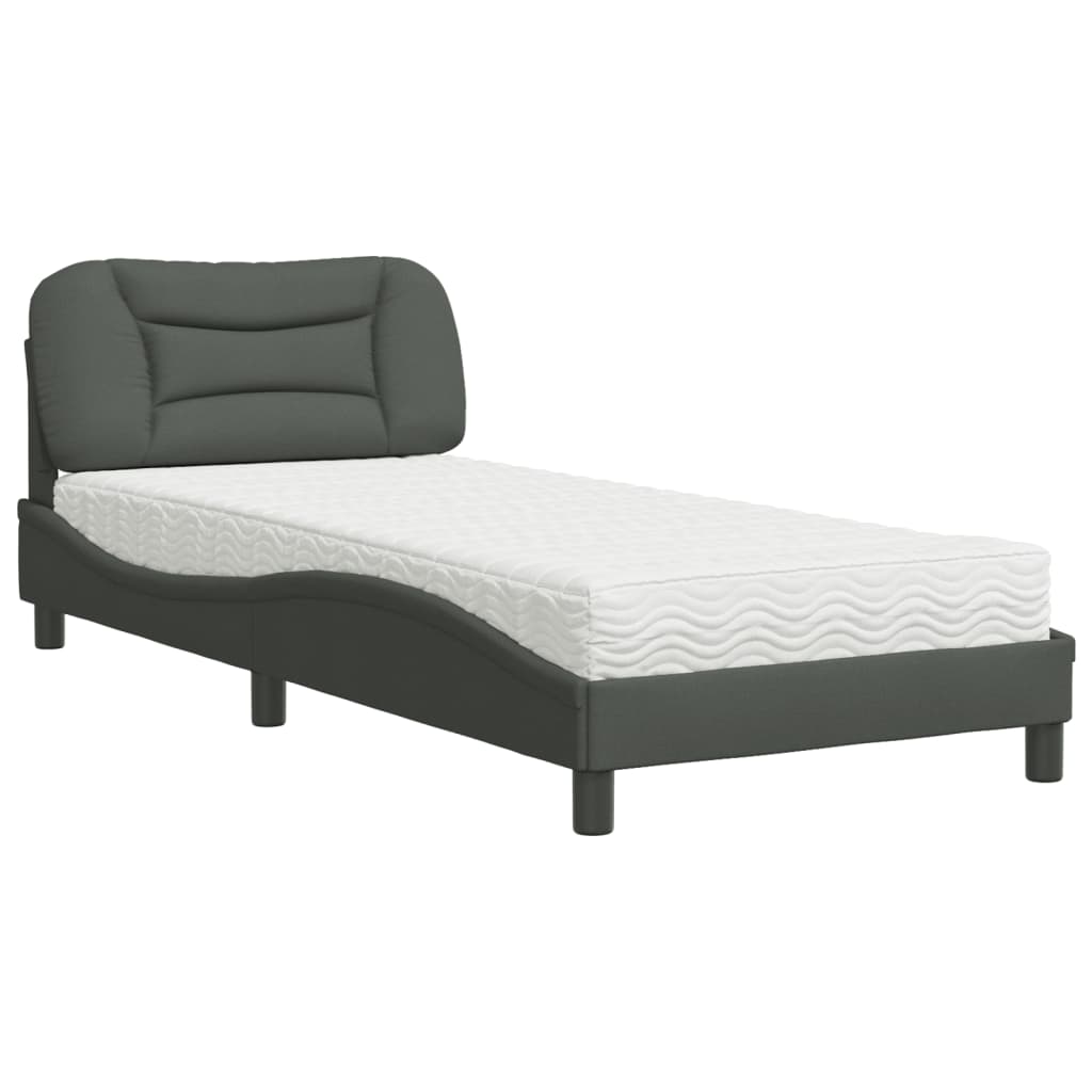 Thumbnail - vidaXL Bett mit Matratze "Hvar" Dunkelgrau 90x190 cm Stoff