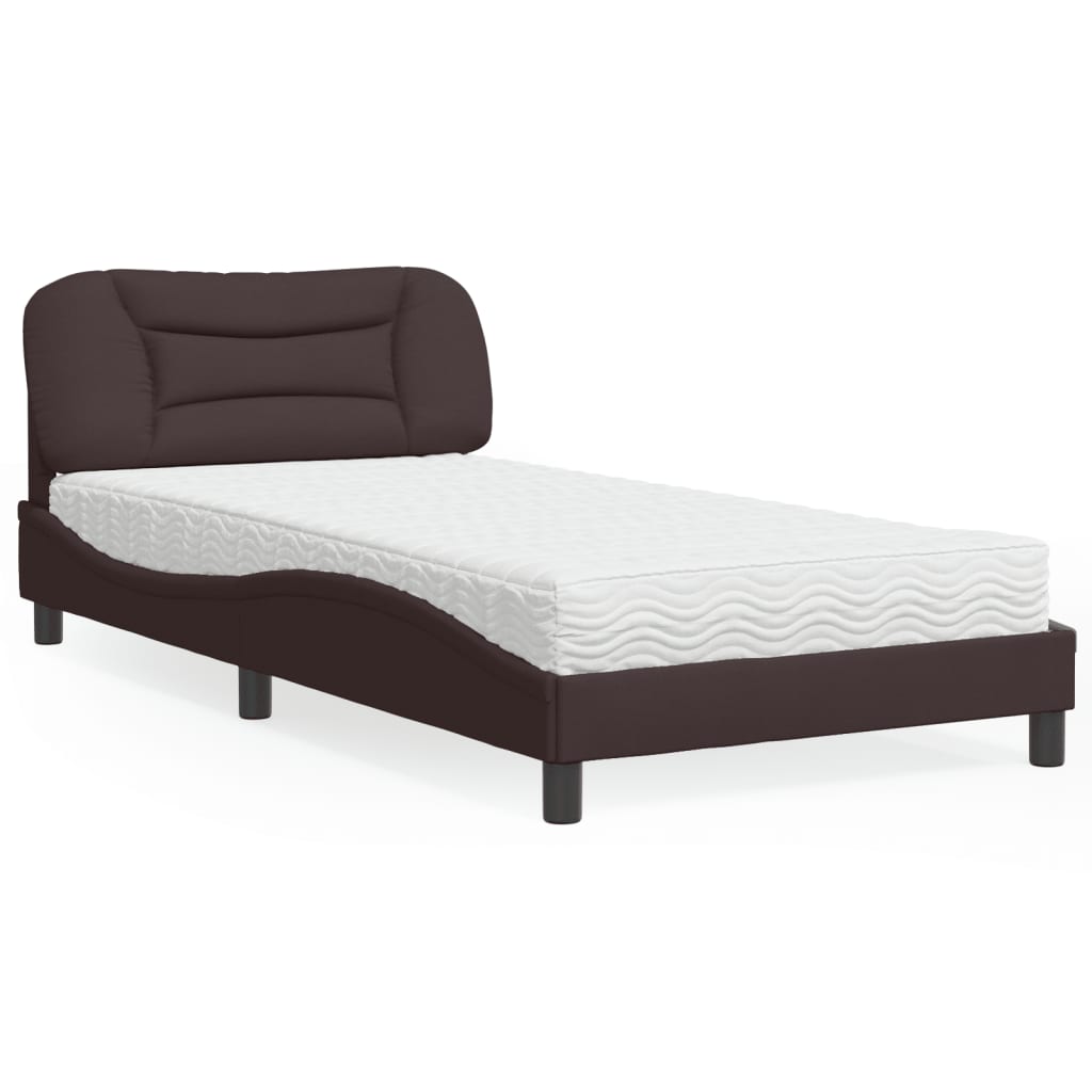 vidaXL Bett mit Matratze Dunkelbraun 100x200 cm Stoff