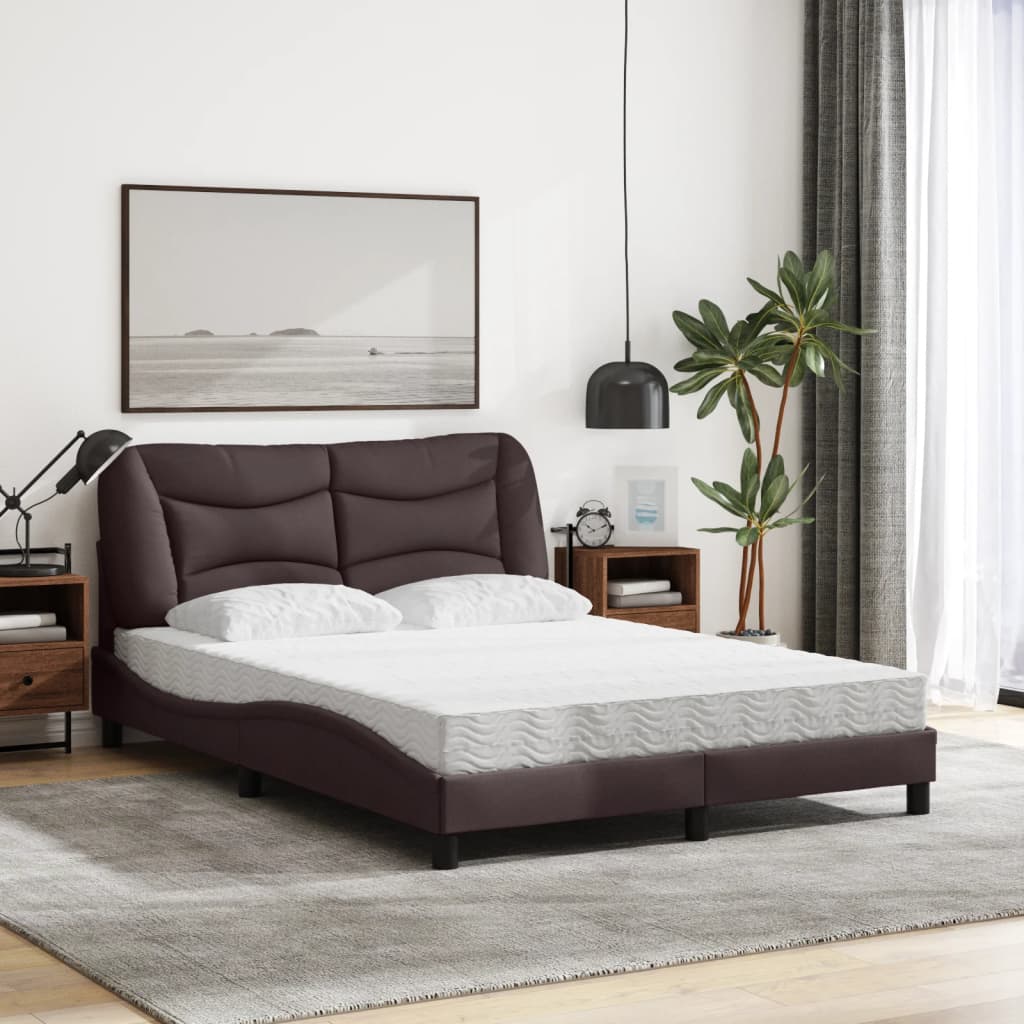 vidaXL Bed met matras "Hvar" stof donkerbruin 120x200 cm bruin, foto 2