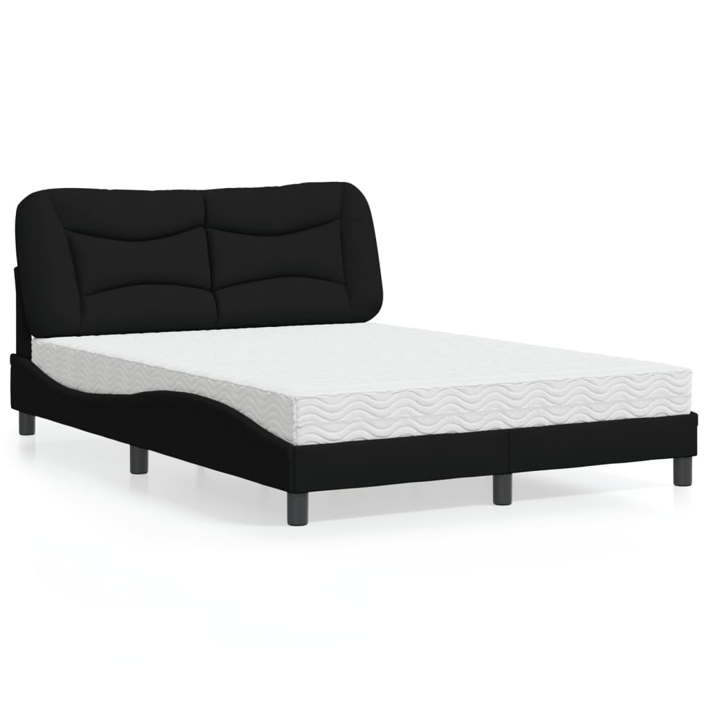 vidaXL Bett mit Matratze "Hvar" Schwarz 140x200 cm Stoff