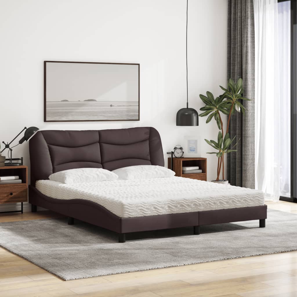 vidaXL Bed met matras "Hvar" stof donkerbruin 160x200 cm bruin, foto 2