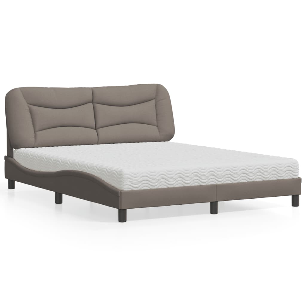 vidaXL Bett mit Matratze Taupe 160x200 cm Stoff