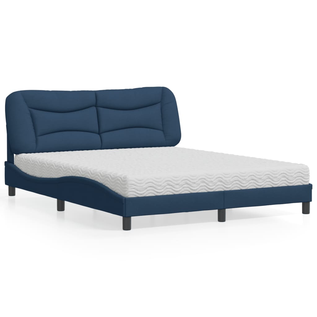 vidaXL Bett mit Matratze Blau 160x200 cm Stoff