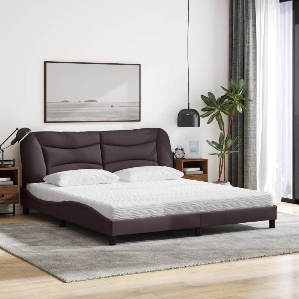 vidaXL Bed met matras "Hvar" stof donkerbruin 180x200 cm bruin, foto 2