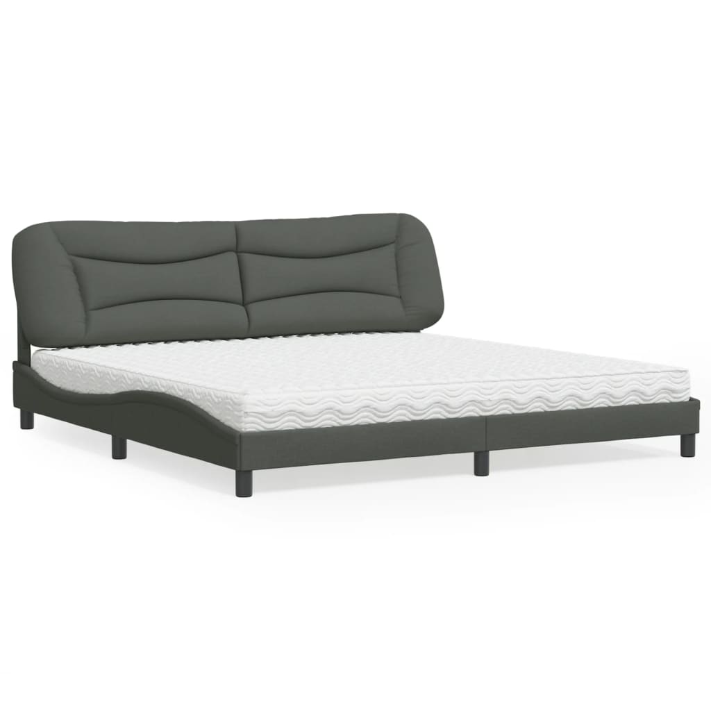 vidaXL Bett mit Matratze Dunkelgrau 200x200 cm Stoff