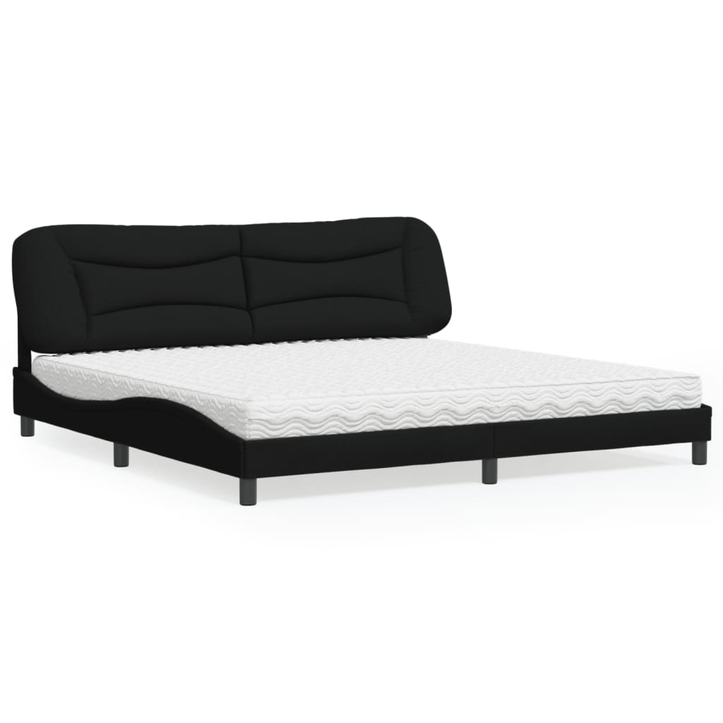 vidaXL Bett mit Matratze "Hvar" Schwarz 200x200 cm Stoff