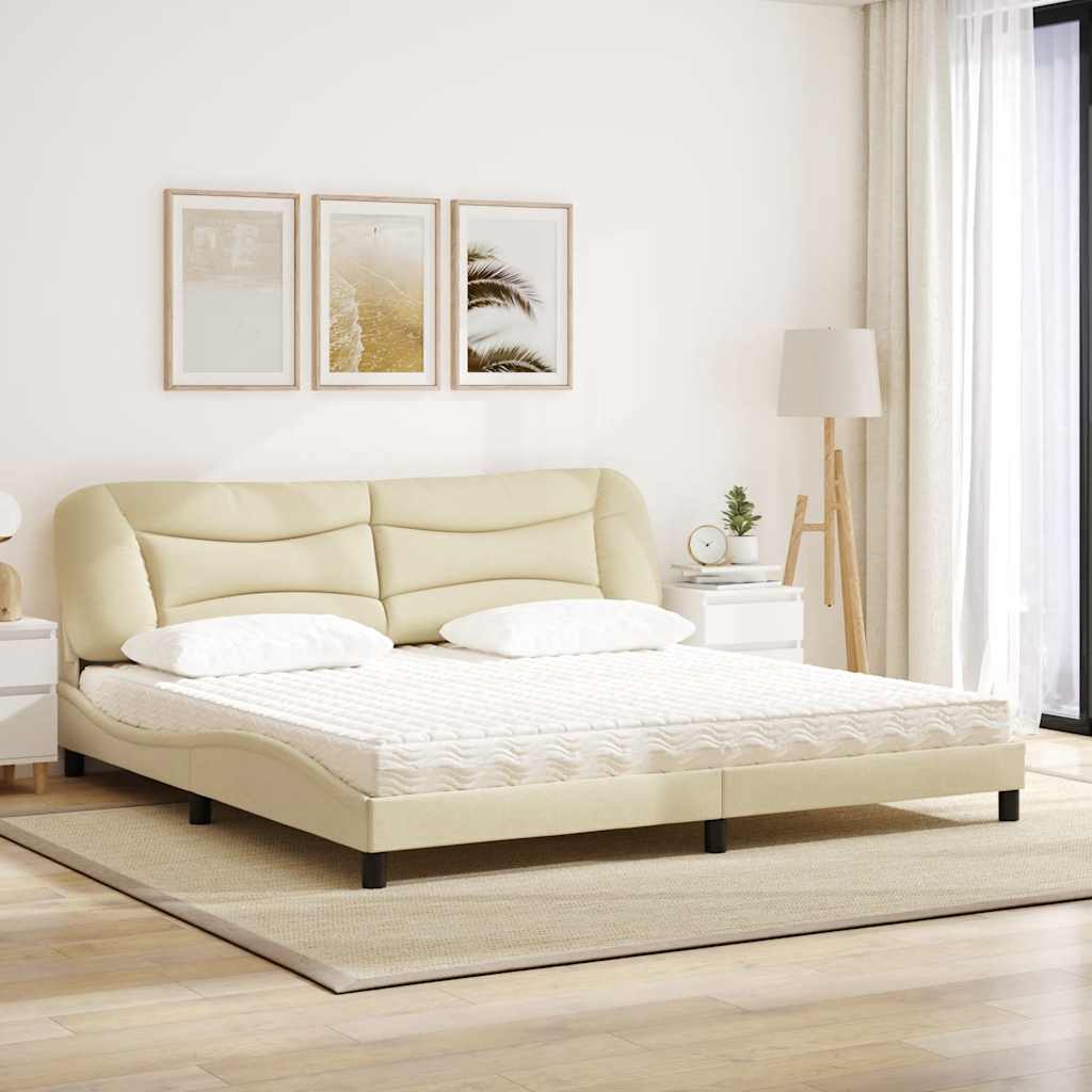 vidaXL Bed met matras "Hvar" stof crèmekleurig 200x200 cm, foto 2