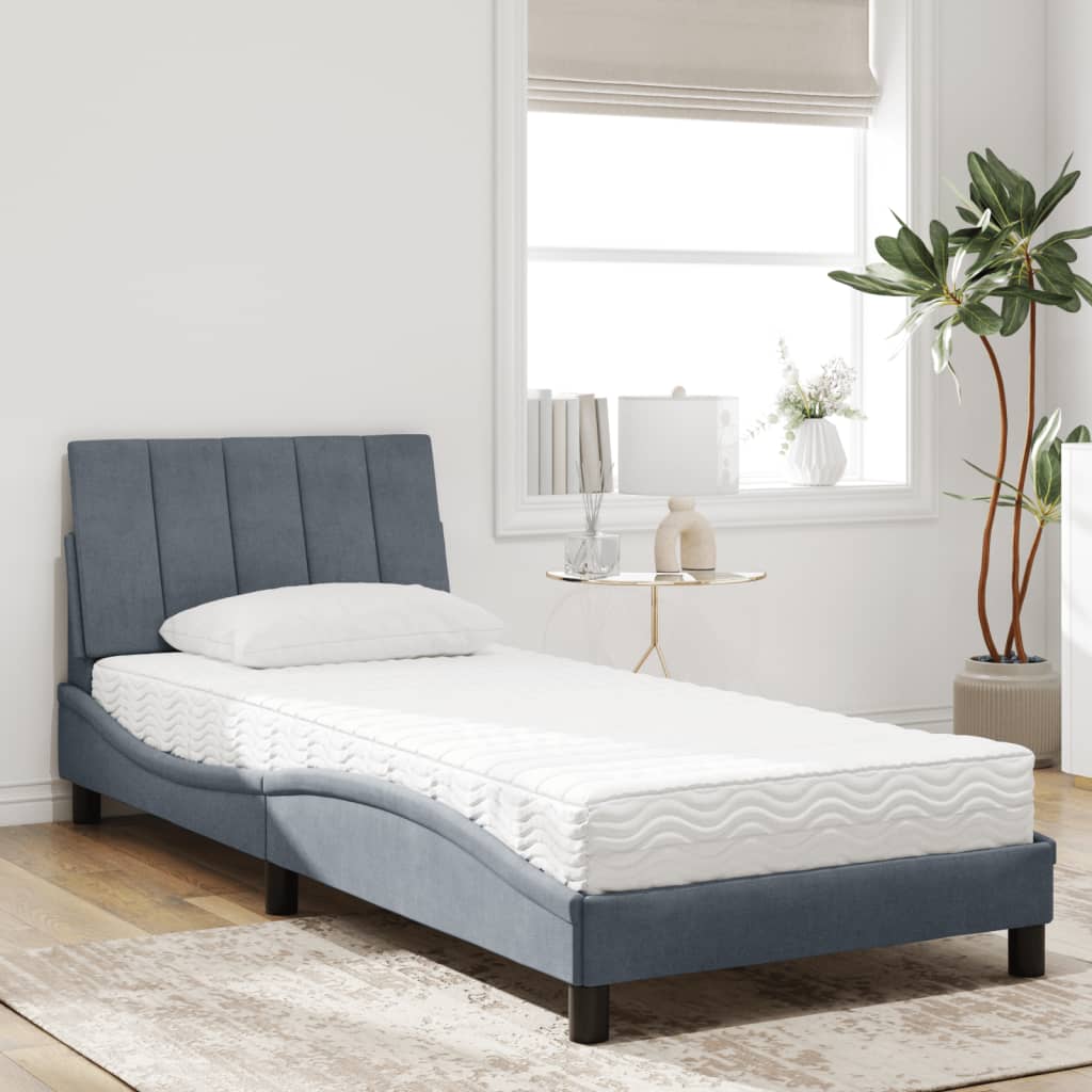 Thumbnail - vidaXL Bett mit Matratze "Hanko" Dunkelgrau 80x200 cm Samt