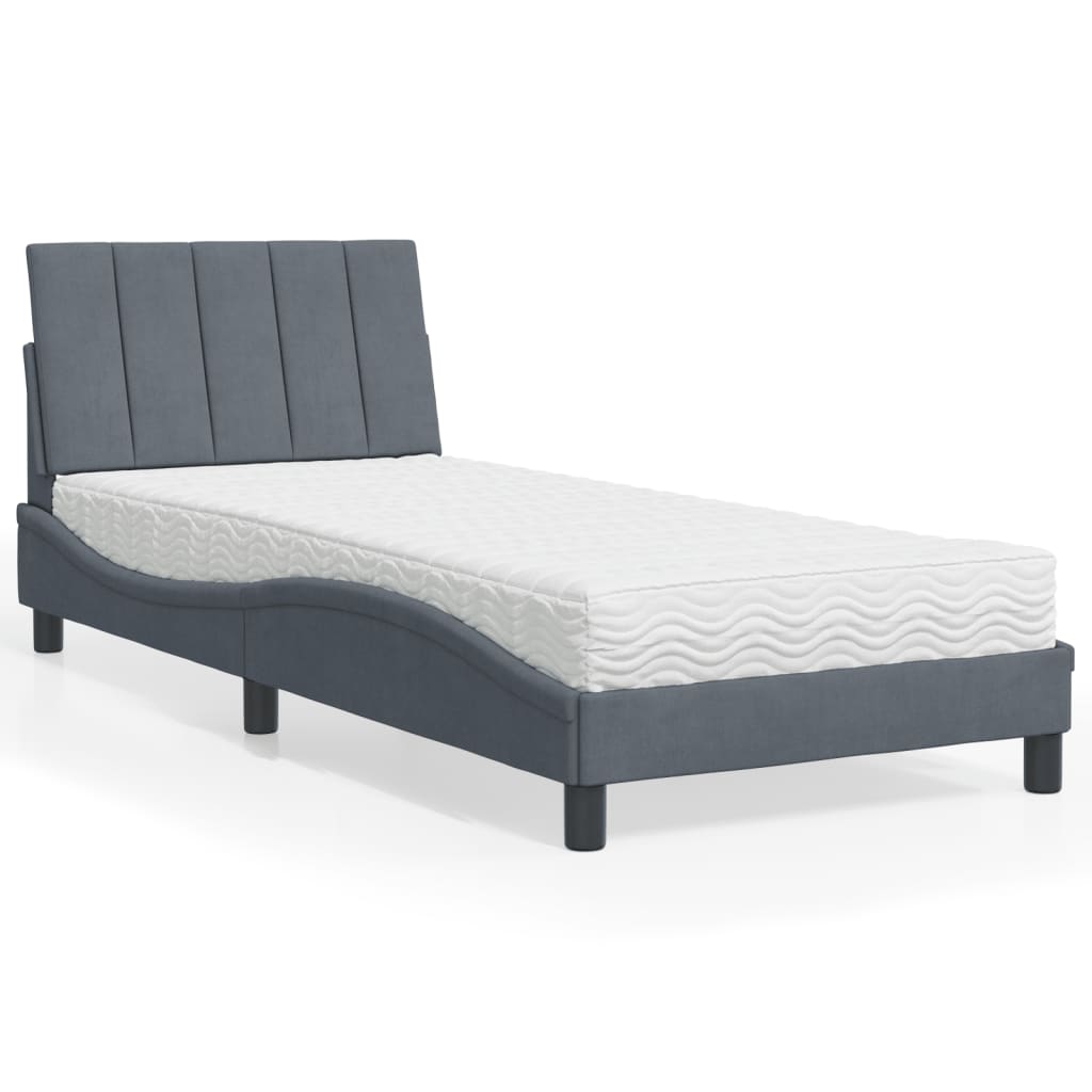 vidaXL Bett mit Matratze Dunkelgrau 80x200 cm Samt