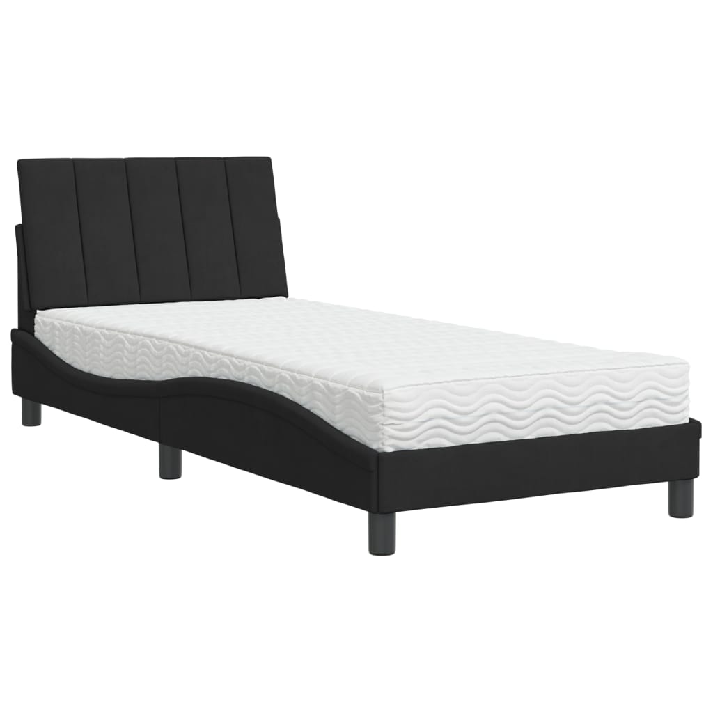 vidaXL Postel s matrací černá 80 x 200 cm samet