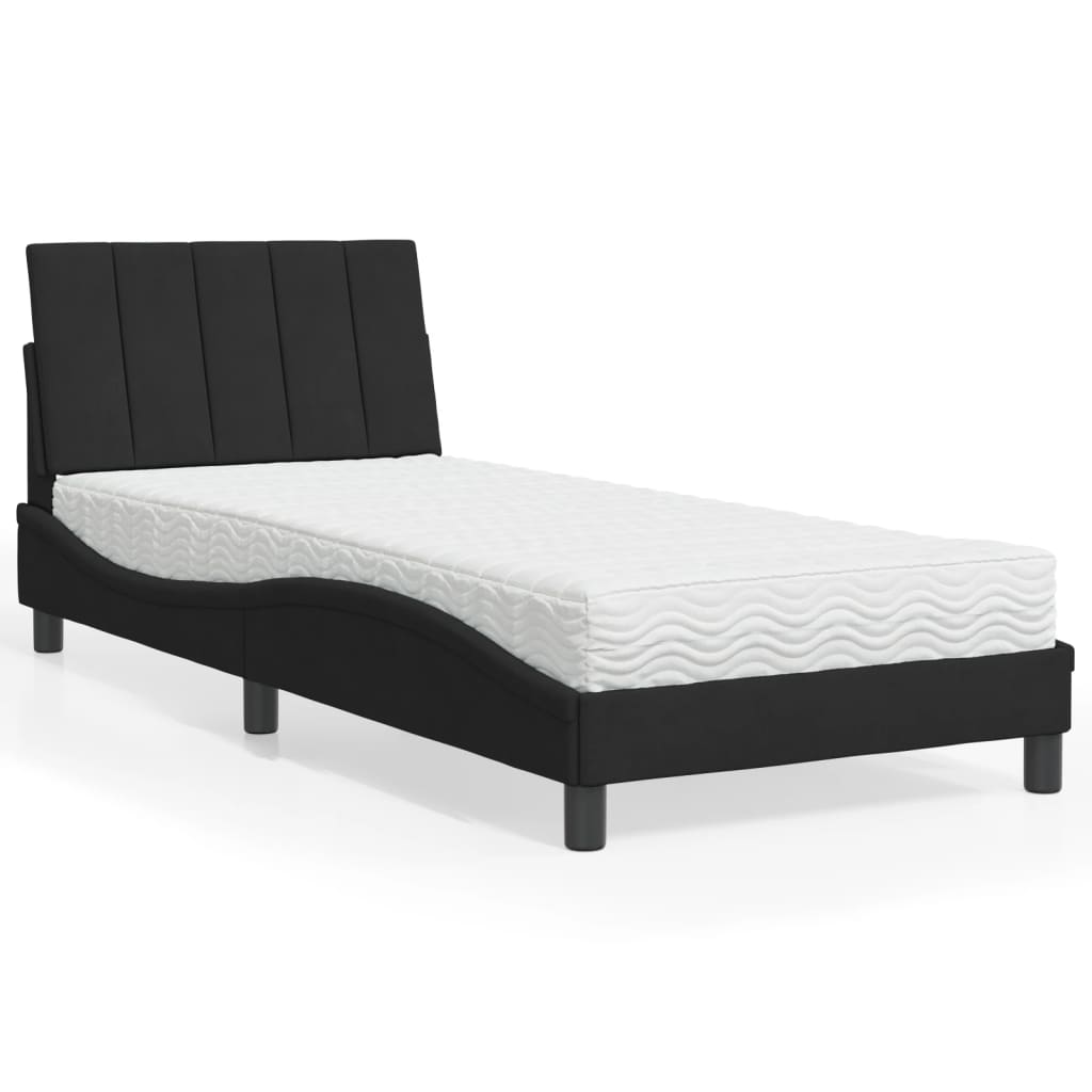 vidaXL Bett mit Matratze "Hanko" Schwarz 80x200 cm Samt