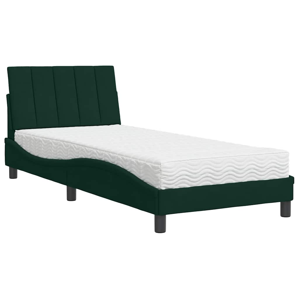 E-shop vidaXL Posteľ s matracom Hanko tmavozelený 80x200 cm zamat