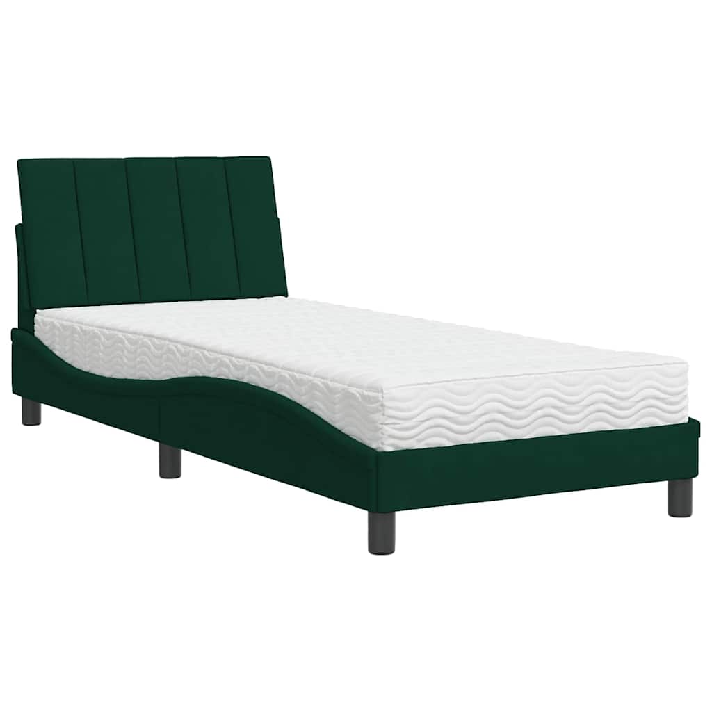 vidaXL Bed met matras "Hanko" fluweel donkergroen 80x200 cm groen, foto 3