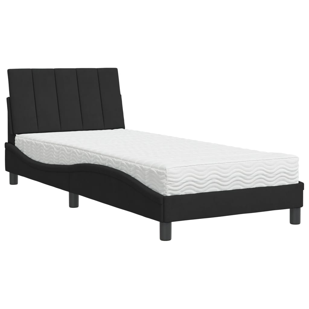 vidaXL Postel s matrací černá 90 x 190 cm samet