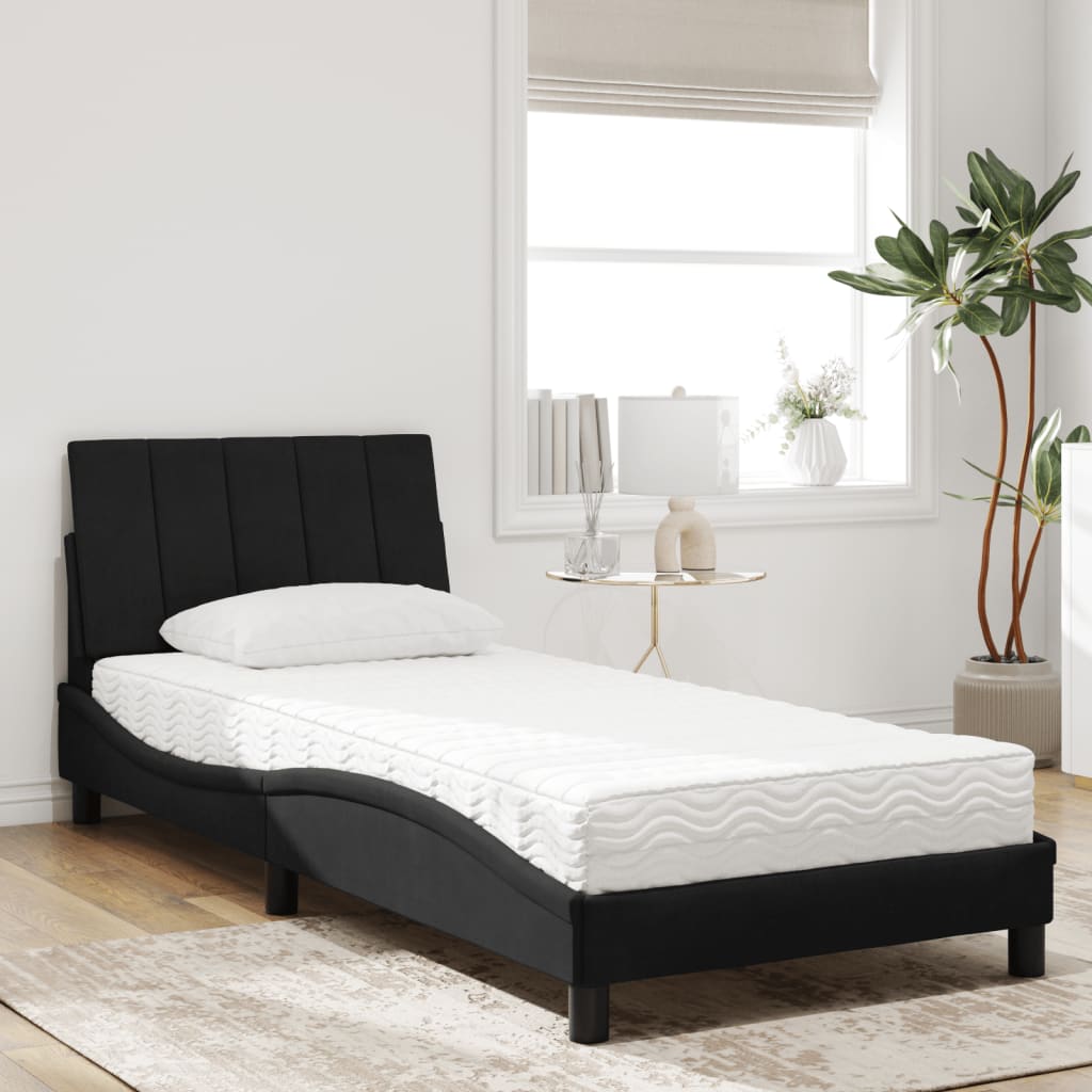 vidaXL Bed met matras fluweel zwart 90x190 cm afbeelding