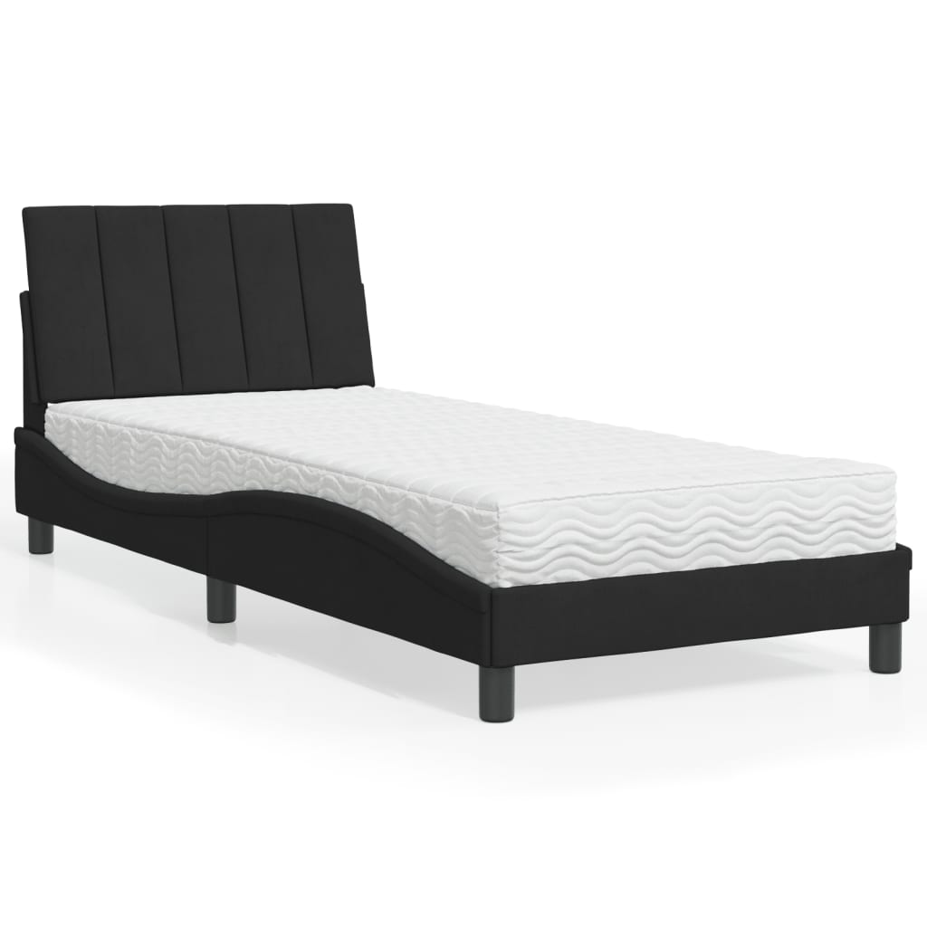 vidaXL Bett mit Matratze Schwarz 90x190 cm Samt