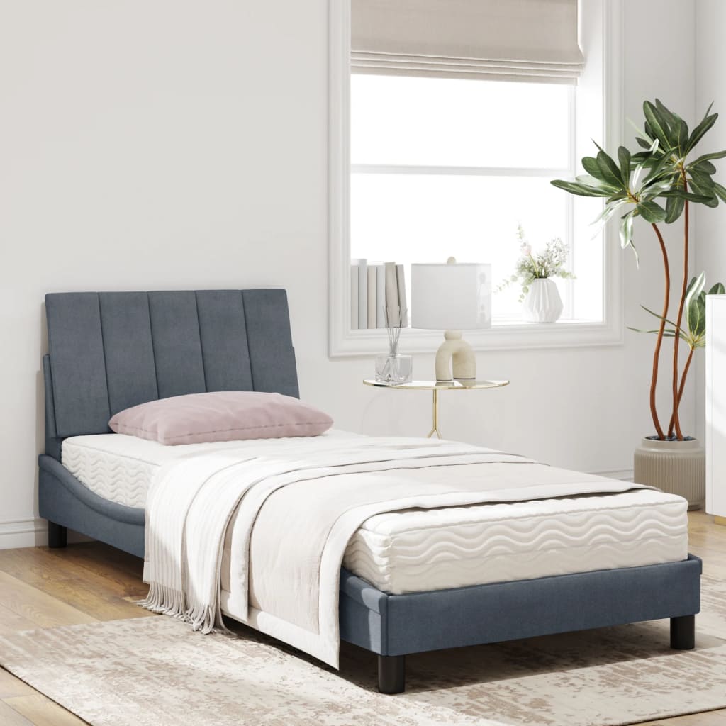 vidaXL Bed met matras fluweel donkergrijs 90x200 cm afbeelding