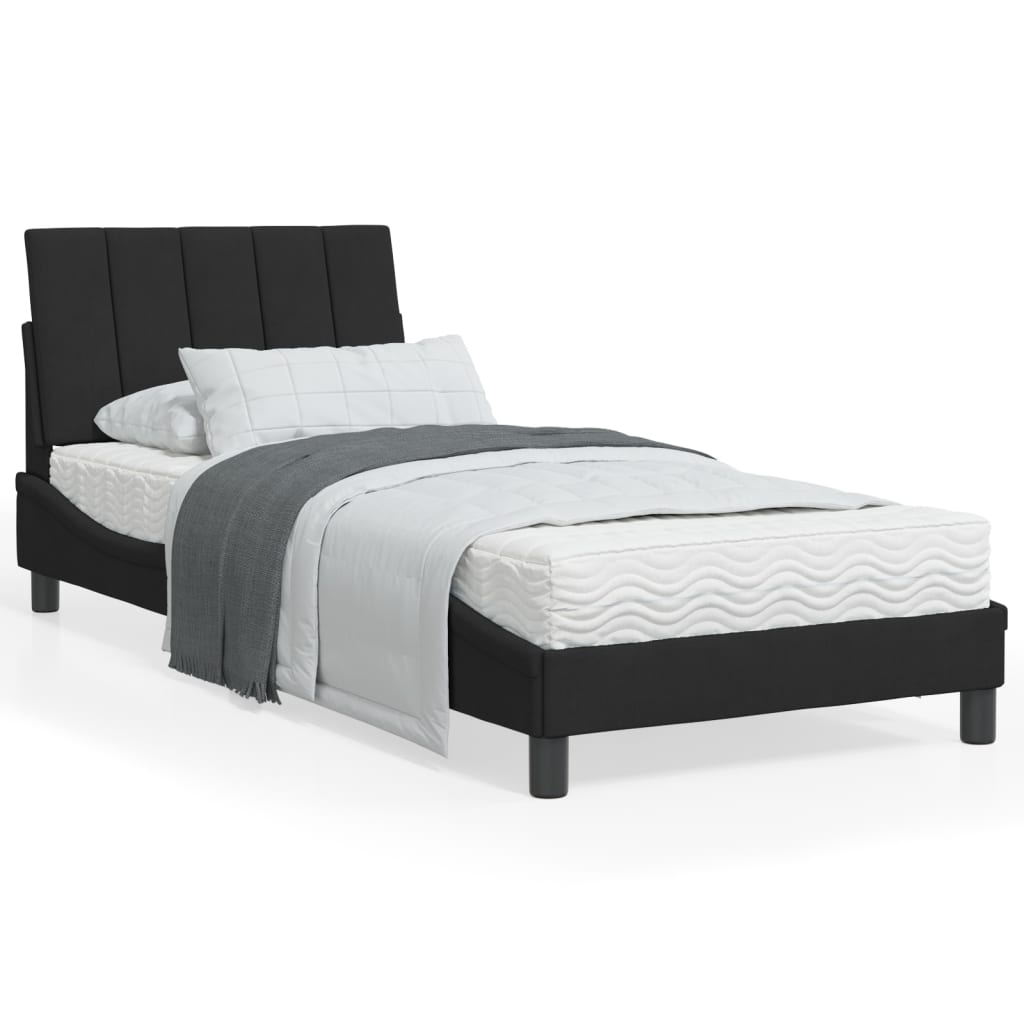 vidaXL Bett mit Matratze "Hanko" Schwarz 90x200 cm Samt