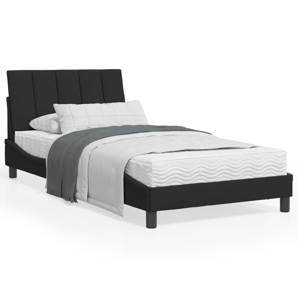 Bett mit Matratze Schwarz 100×200 cm Samt
