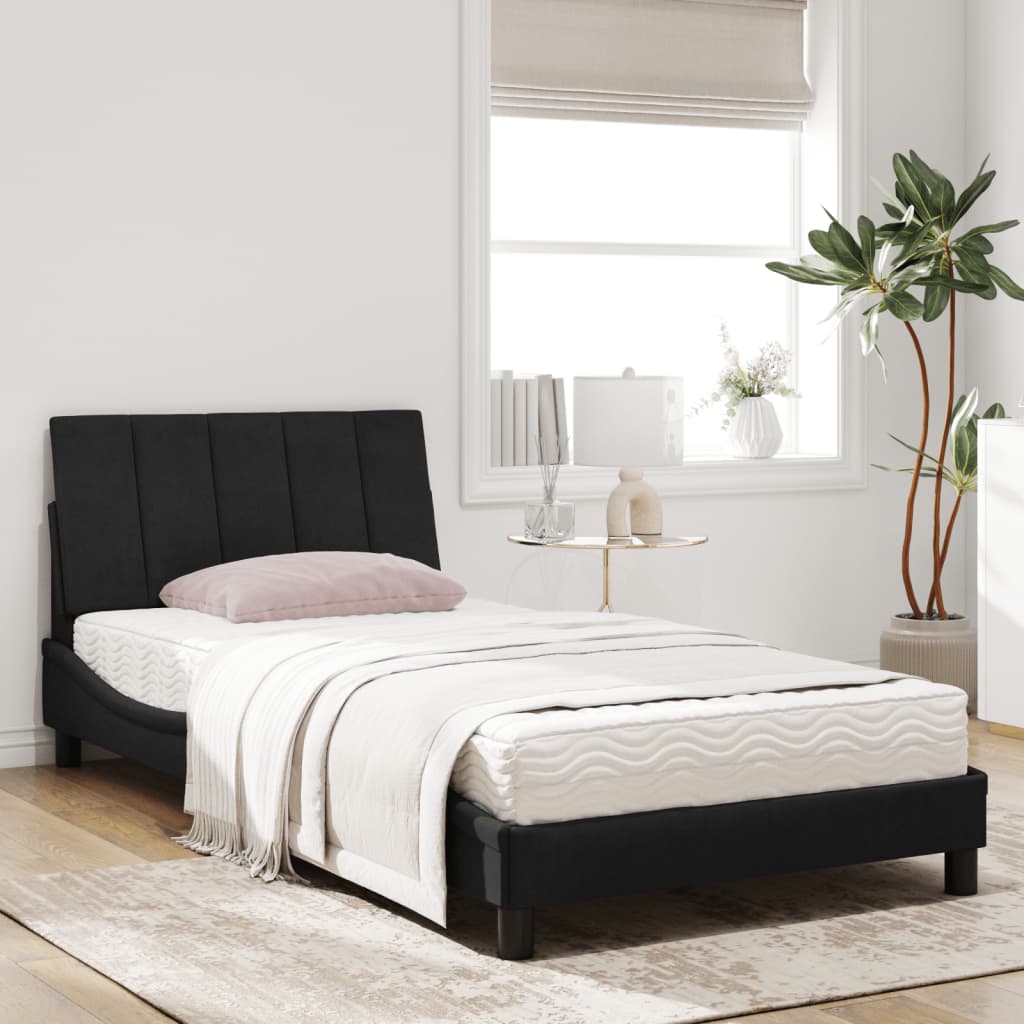 Thumbnail - vidaXL Bett mit Matratze "Hanko" Schwarz 100x200 cm Samt
