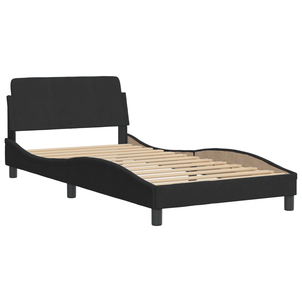 Thumbnail - vidaXL Bett mit Matratze "Hanko" Schwarz 100x200 cm Samt