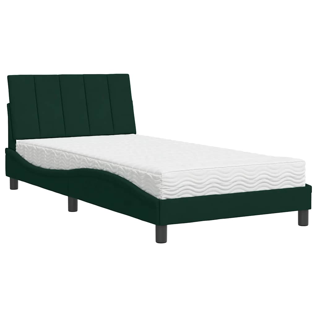 vidaXL Bed met matras "Hanko" fluweel donkergroen 100x200 cm groen, foto 3