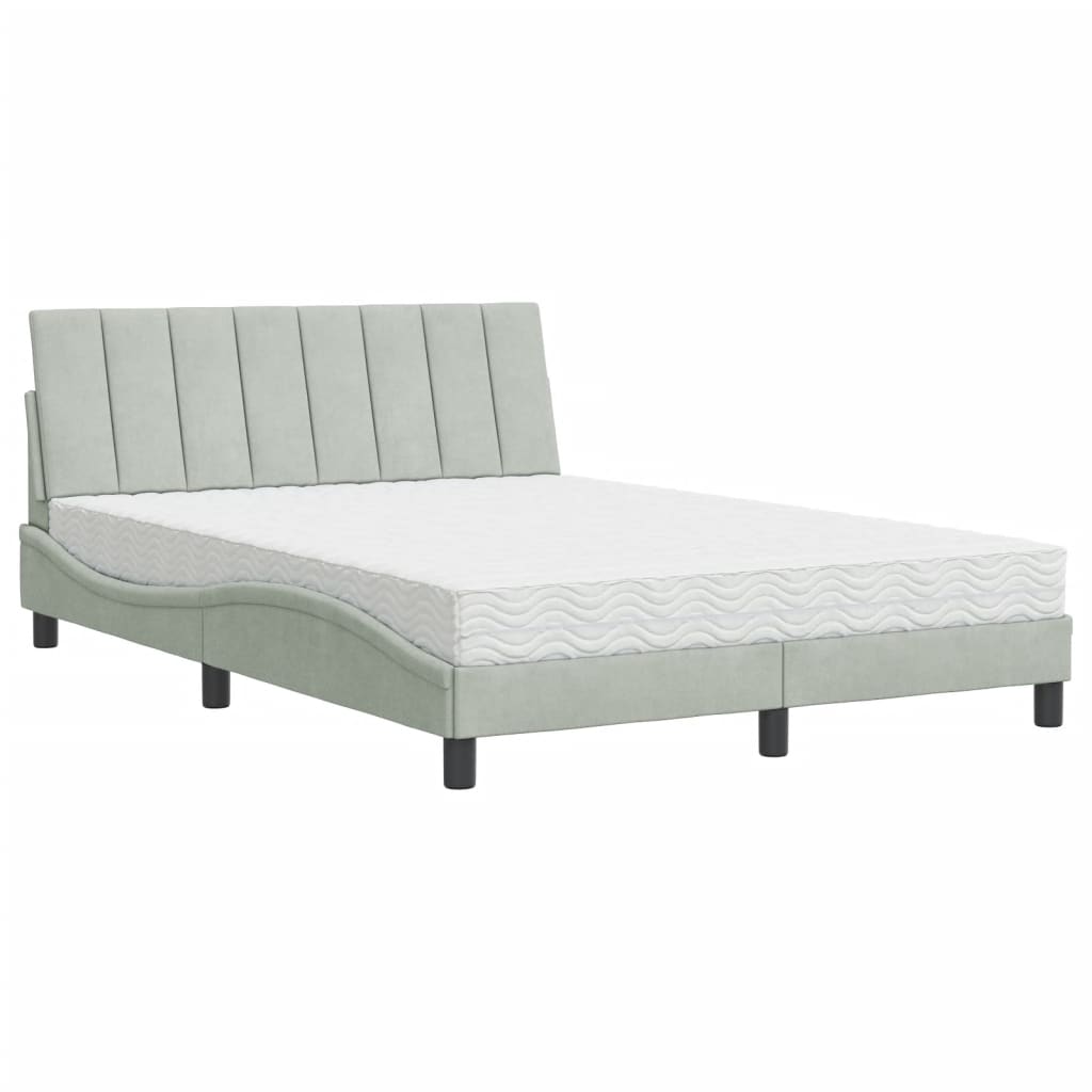 E-shop vidaXL Posteľ s matracom Hanko bledosivý 120x200 cm zamat