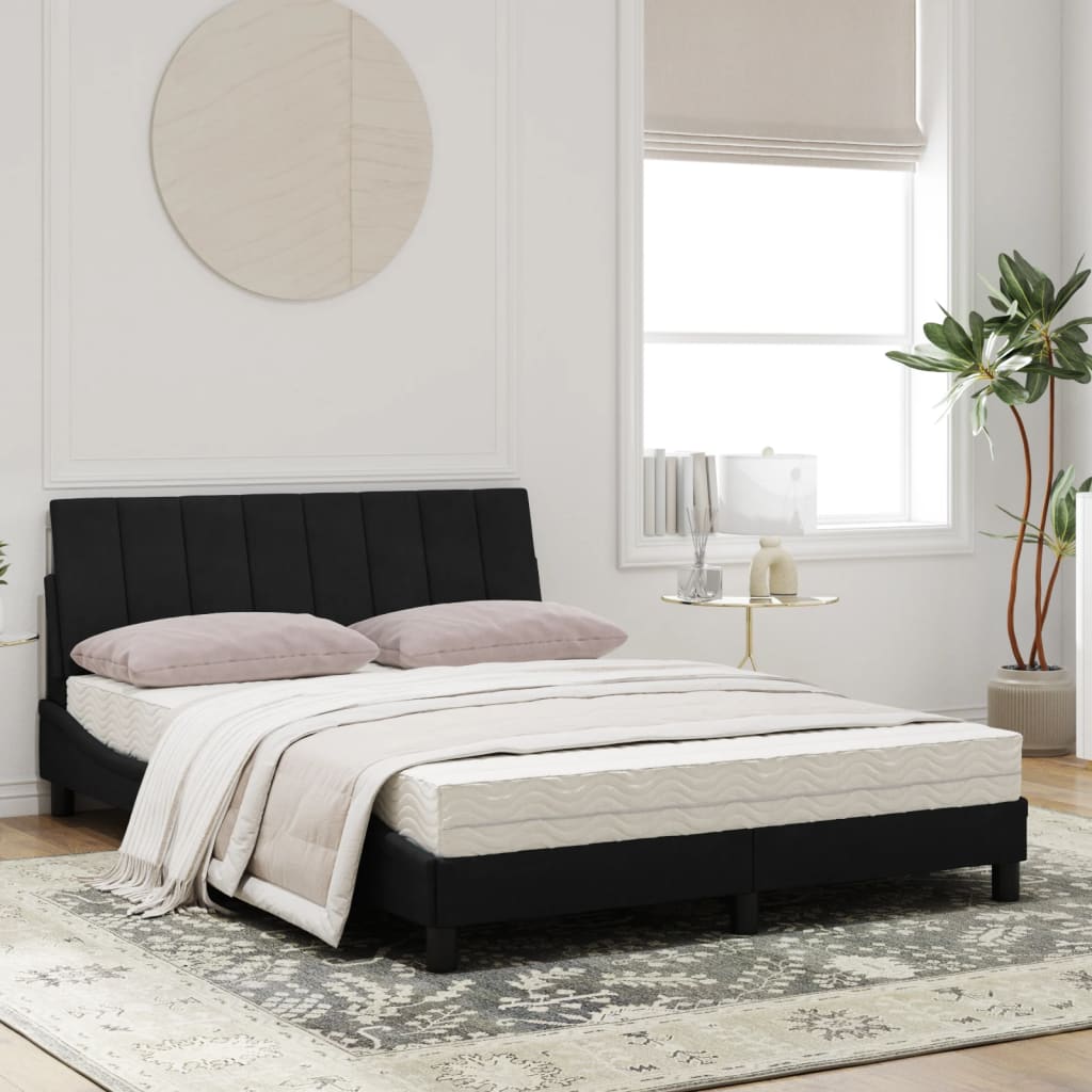 vidaXL Bed met matras fluweel zwart 120x200 cm afbeelding