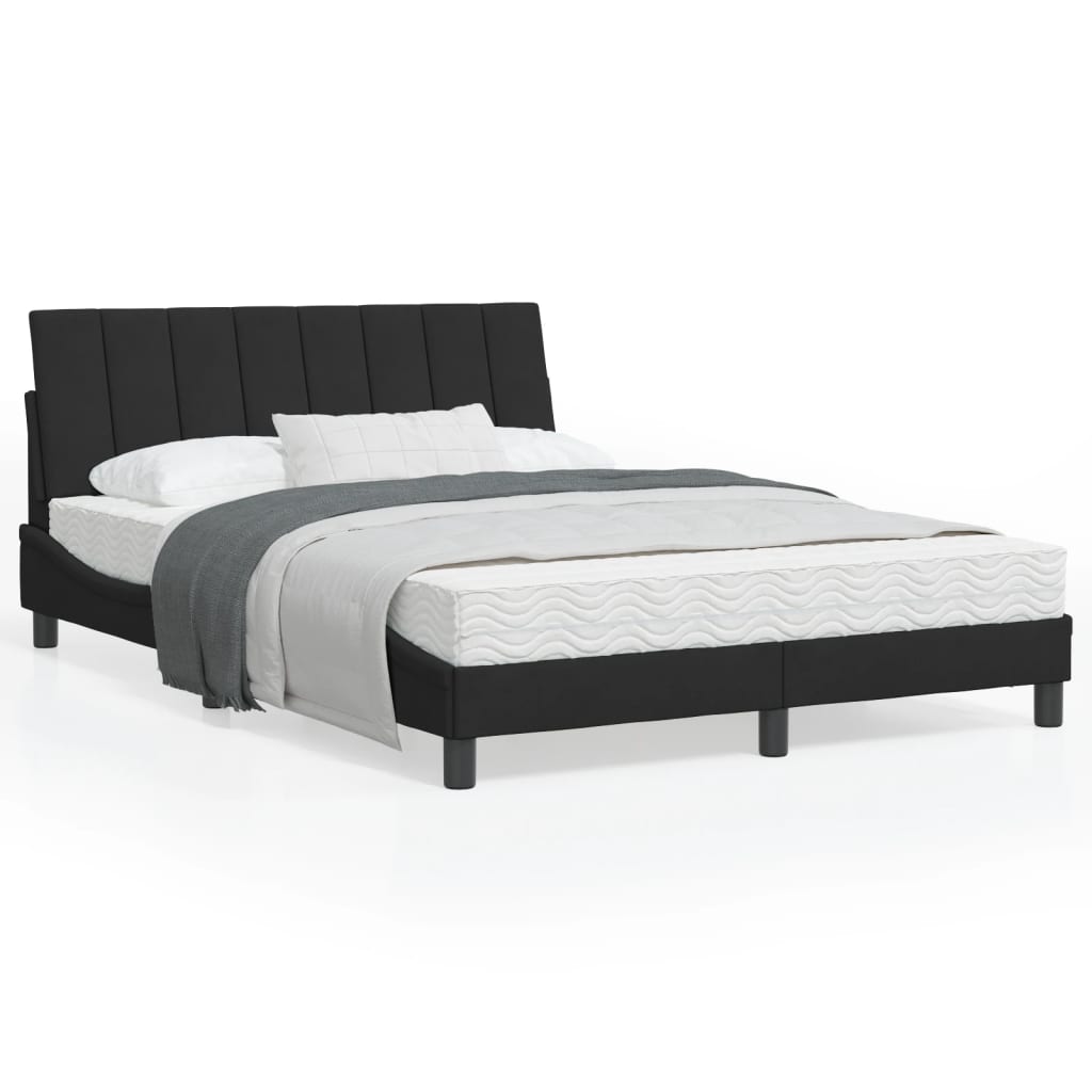 vidaXL Bett mit Matratze "Hanko" Schwarz 120x200 cm Samt