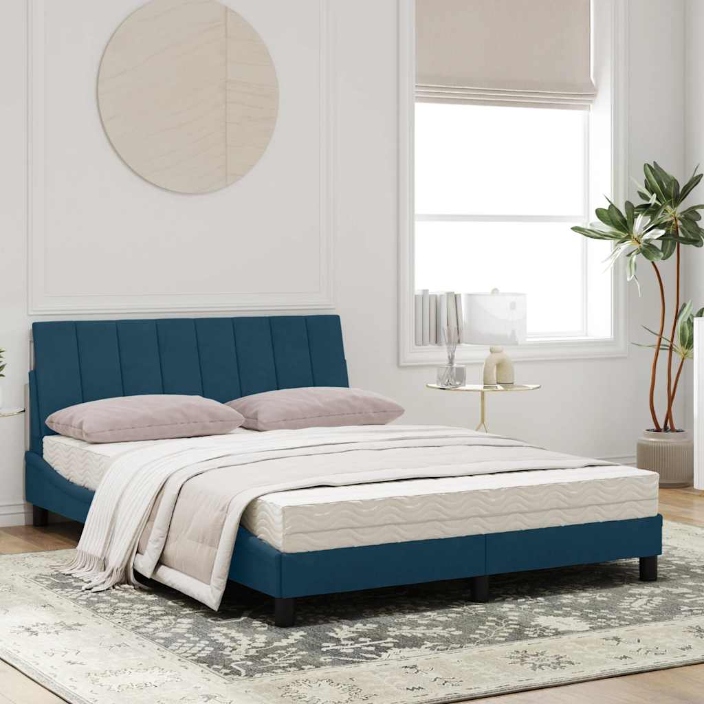 vidaXL seng med madras Hanko 120x200 cm velour blå