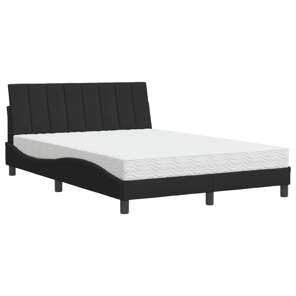 vidaXL Bed met matras "Hanko" fluweel zwart 140x190 cm, foto 3