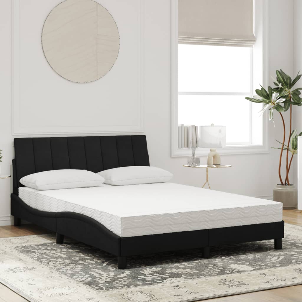 vidaXL Bed met matras "Hanko" fluweel zwart 140x190 cm, foto 2