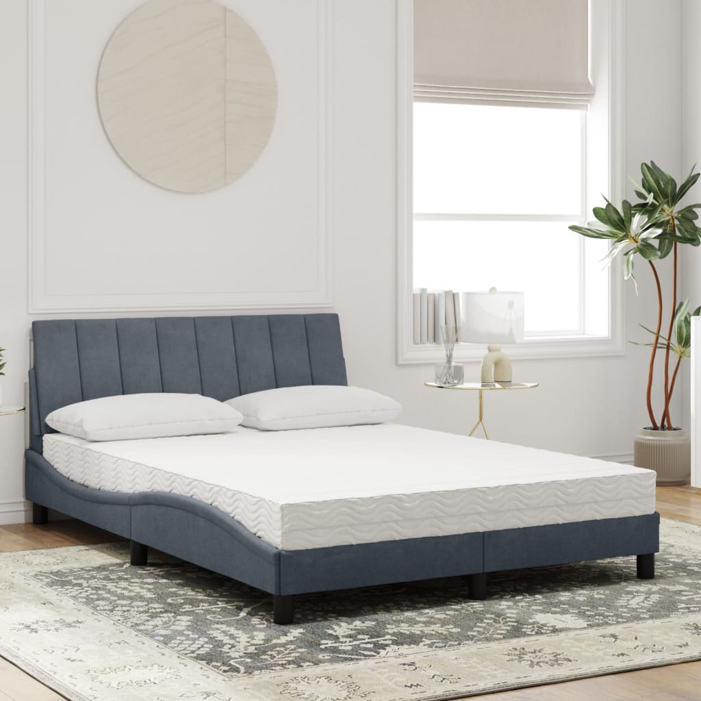 vidaXL Bed met matras fluweel donkergrijs 140x200 cm afbeelding