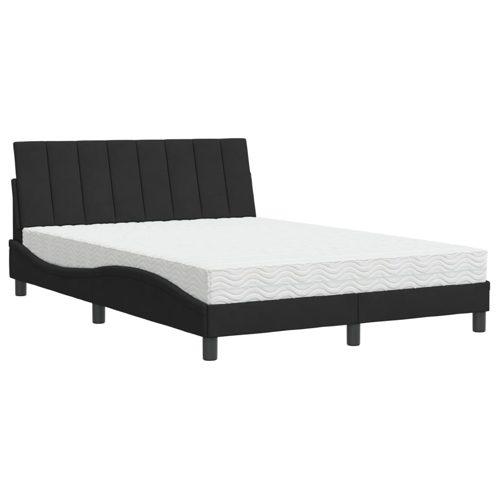 vidaXL Bed met matras "Hanko" fluweel zwart 140x200 cm, foto 3