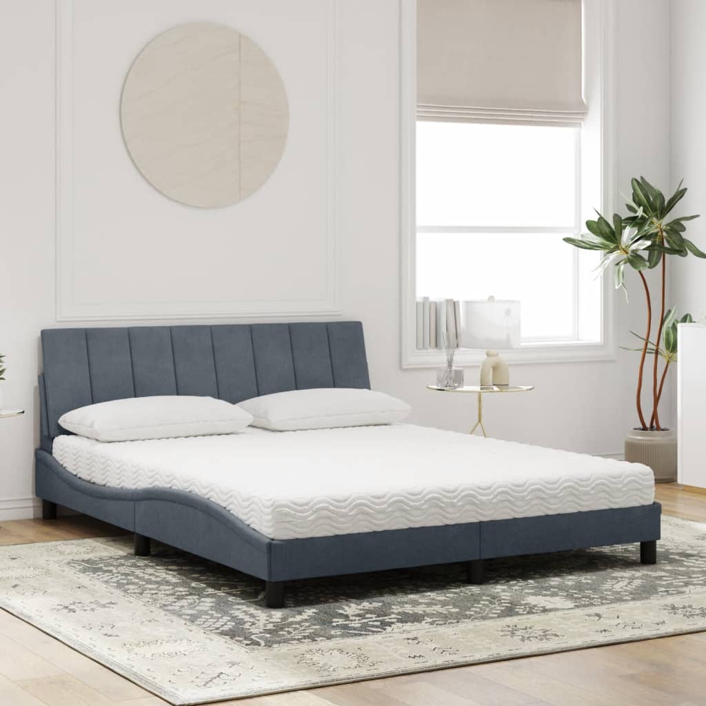 vidaXL Bed met matras "Hanko" fluweel donkergrijs 160x200 cm grijs, foto 2
