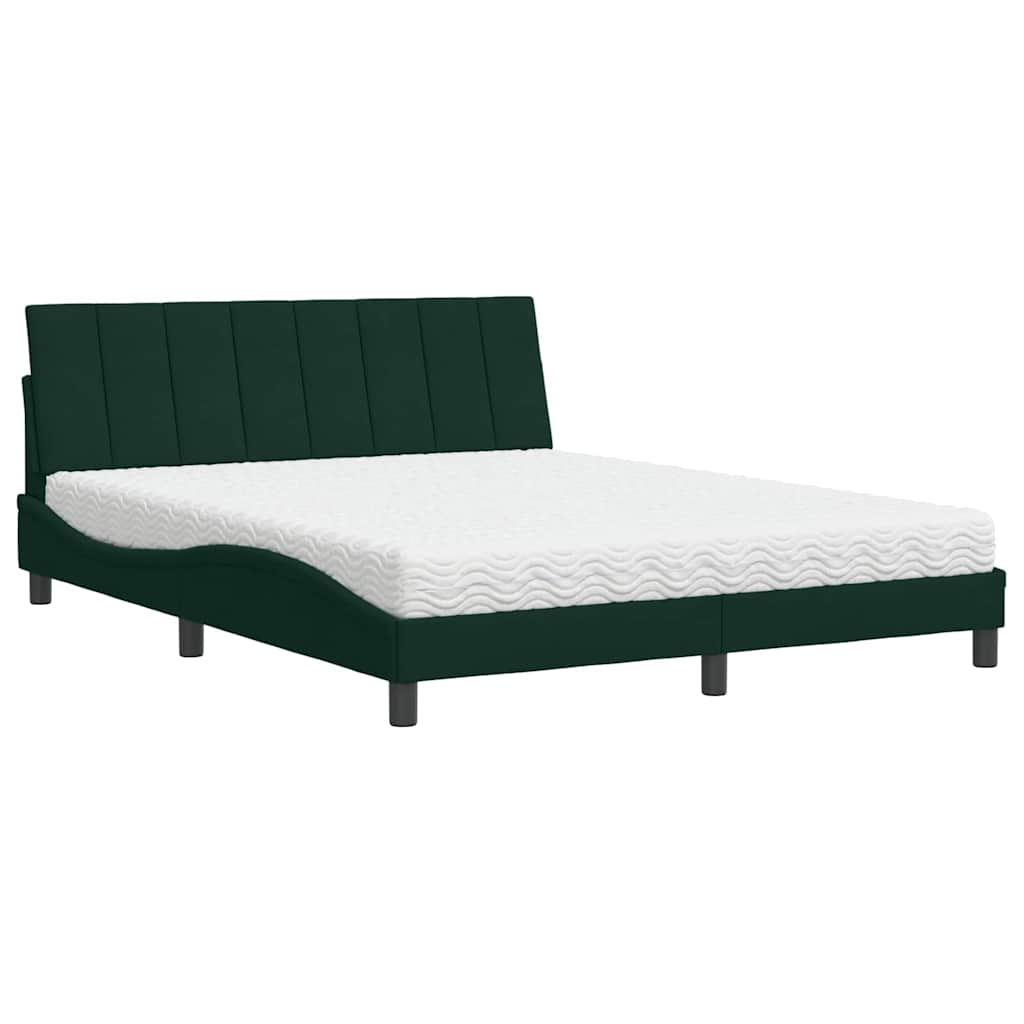 vidaXL Bed met matras "Hanko" fluweel donkergroen 160x200 cm groen, foto 3