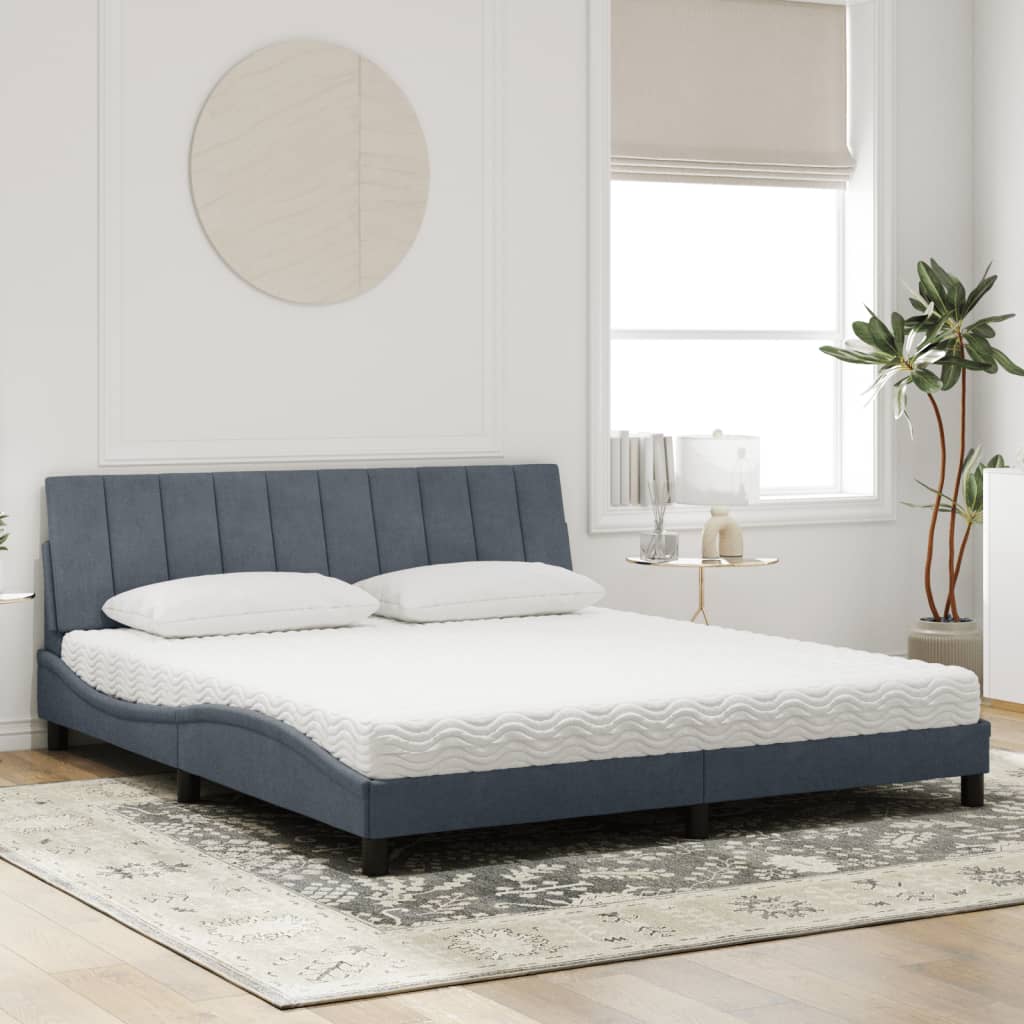 vidaXL Bed met matras "Hanko" fluweel donkergrijs 180x200 cm grijs, foto 2