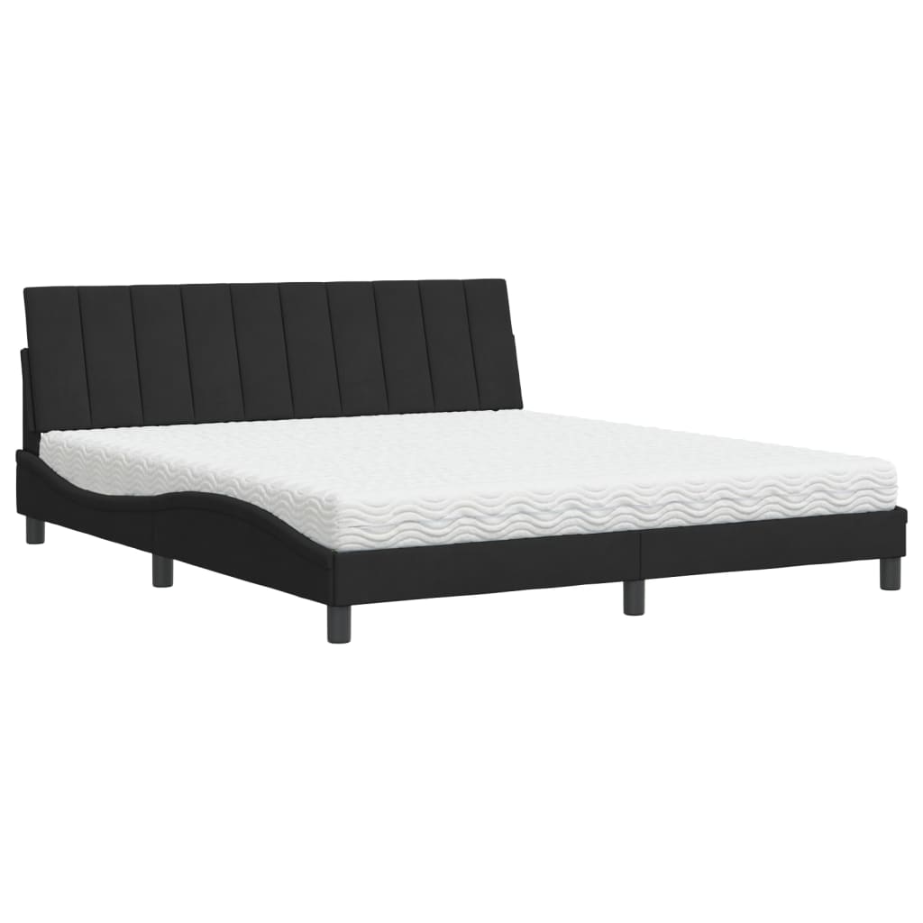 vidaXL Bed met matras "Hanko" fluweel zwart 180x200 cm, foto 3
