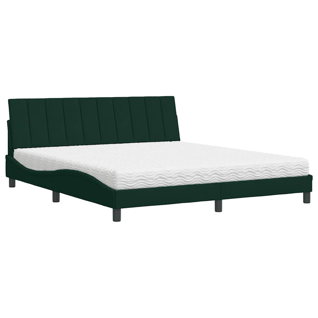 E-shop vidaXL Posteľ s matracom Hanko tmavozelený 180x200 cm zamat