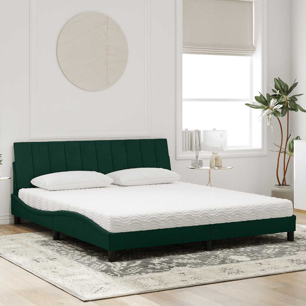 vidaXL Bed met matras "Hanko" fluweel donkergroen 180x200 cm groen, foto 2